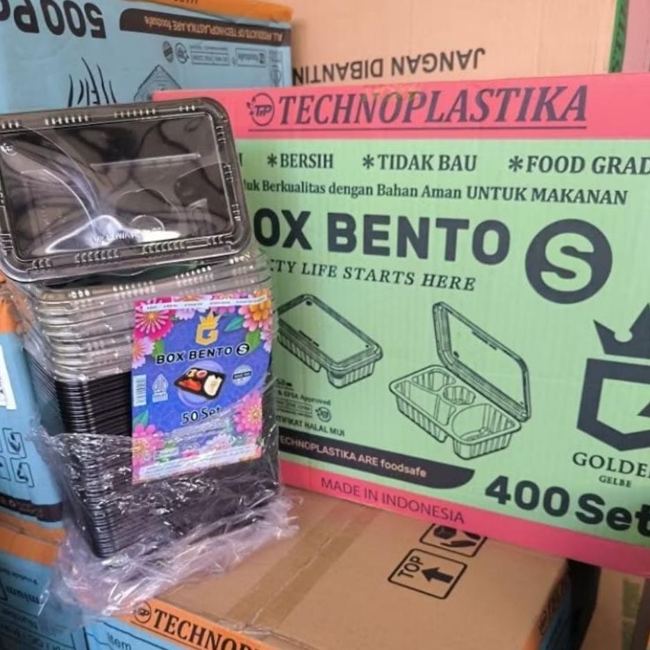 50Pcs Mika Box Bento S Mika Bento Sekat 4 Mini Isi 50 Set Tutup
