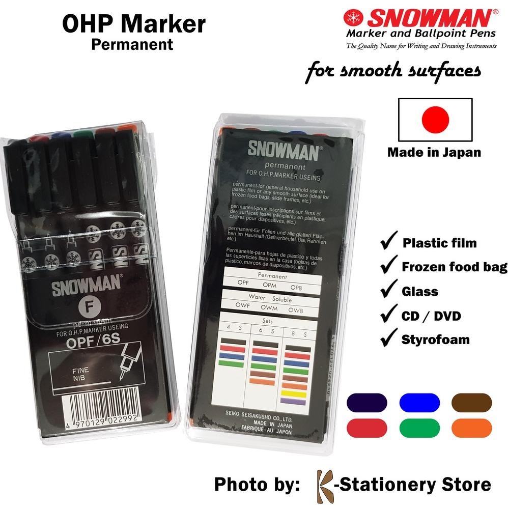 

Snowman Spidol OHP Permanent Set 6 Colours FINE or MEDIUM size untuk Plastik, Kaca, Projector DiM