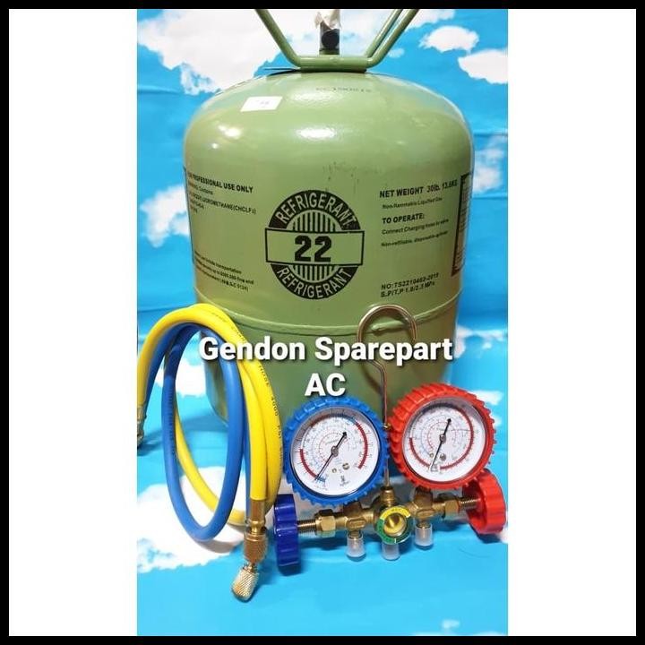 Paket Lengkap isi freon R22 1kg + Double manifold