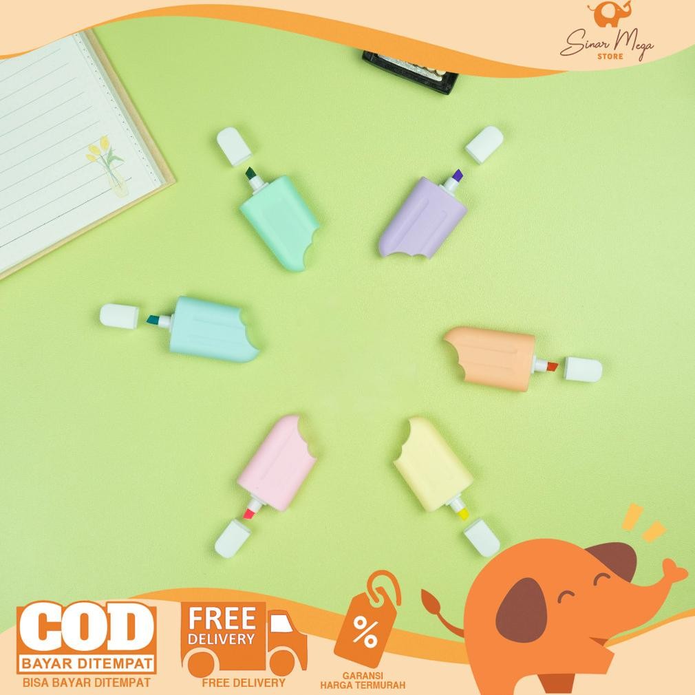 

Fancy Spidol Penanda Set Popsicles Q-1160 / Highlighter Mini 1 SET isi 6 Bentuk Popsicles DiM