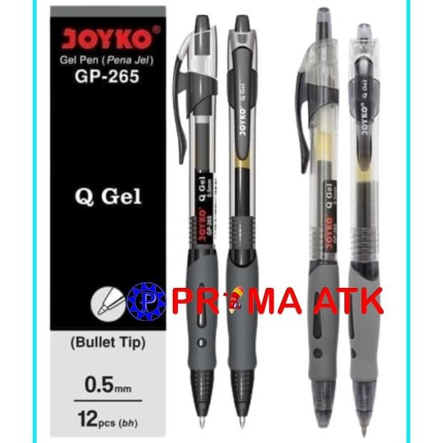 

(12 PCS / 1 PAX) Gel Pen Joyko Q Gel GP 265 / GelPen QGel GP-265 0.5 mm / Pulpen JK GP265 Hitam Cetek DiM