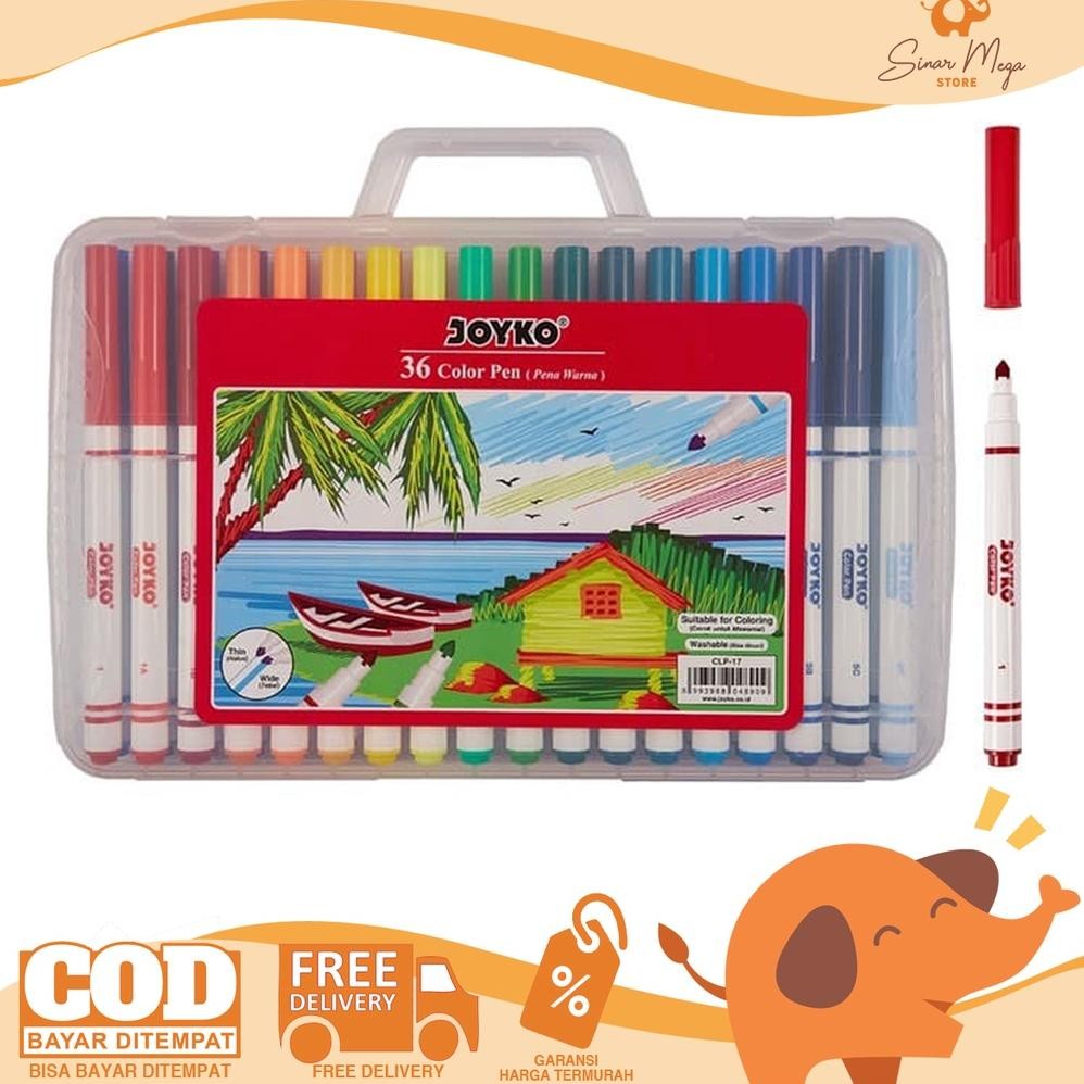 

Joyko Color Pen CLP-17 Set 36 Warna Colors Washable / Pulpen Pena Warna Murah Berkualitas DiM