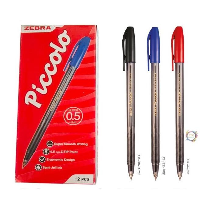 

Pulpen / Pena Semi Gel Zebra Piccolo 0.5 mm Hitam Biru Merah DiM