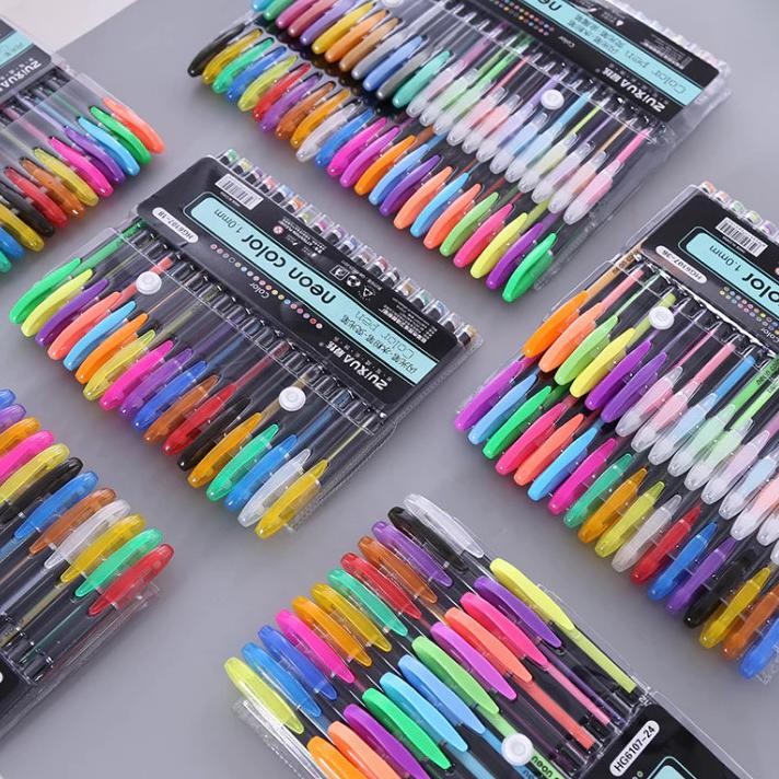 

Pulpen Warna Warni Tinta Colorful Gel Glitter Tulisan Berkilau 12pcs DiM