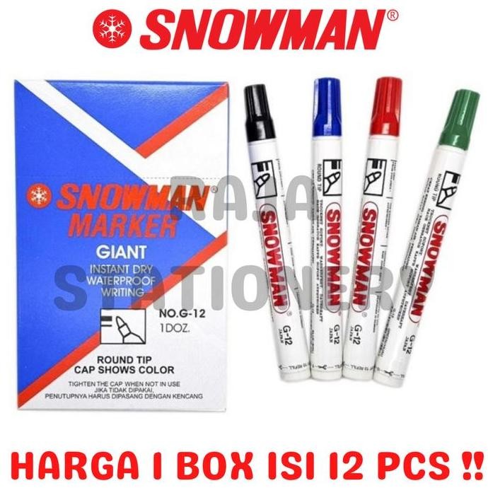 

SNOWMAN PERMANENT MARKER G-12 SPIDOL PERMANEN AG-12 HITAM BIRU [12PCS] murah