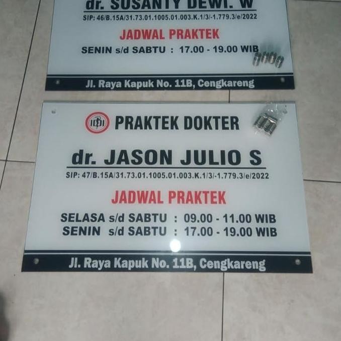 

Papan Nama Dokter - Apotek - Klinik - Akrilik Acrylic Sticker Stationery murah