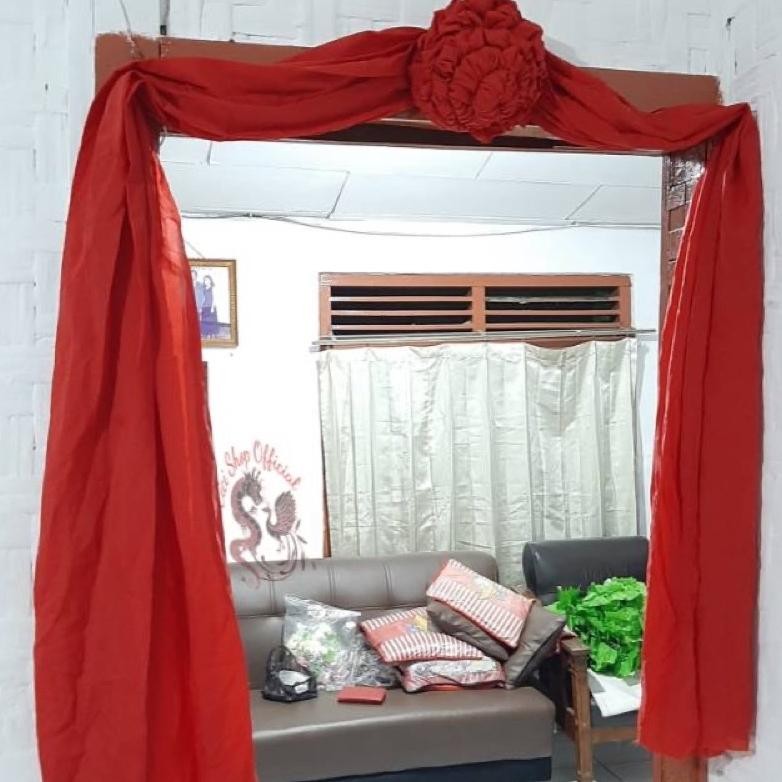 Murah Kain Merah Sangjit . Kain Pintu . Bunga Kain Pintu