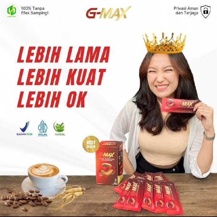 

Kopi G Max - 1 Box Isi 10 Sachet - Kopi Ginseng G-Max - Suplemen Setamina Pria