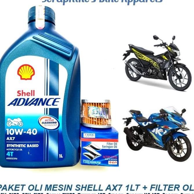 baru PAKET SHELL ADVANCE AX7 10W40 + FILTER OLI|GSX-R150 GSX-S150 SATRIA FU