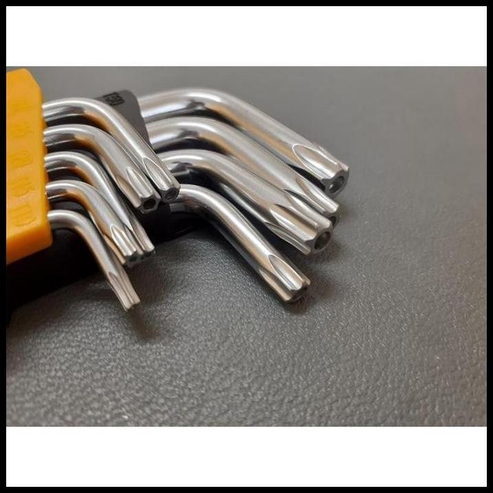 Kunci L Set Bintang 9 Pcs PANJANG & EXTRA PANJANG Kunci L Torx Set CrV 20057 Tolsen