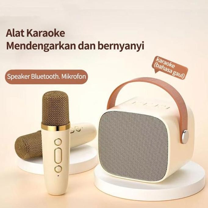 Speaker Microphone Karaoke Set Bluetooth Mini Full Bass Portable Karaoke Bass K1 Microphone Premium 