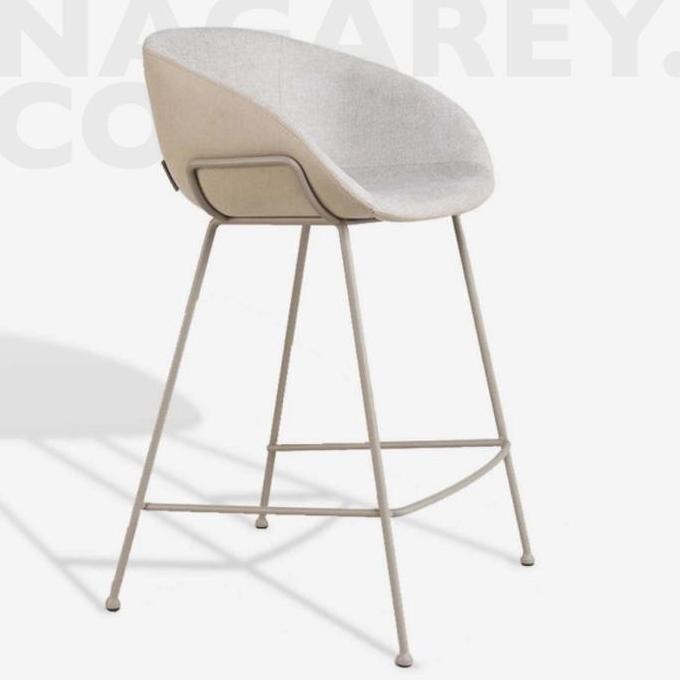 Mirai Kursi Bar Kafe Resto Dapur Bar Stool Upholstery Ivory Putih 65Cm