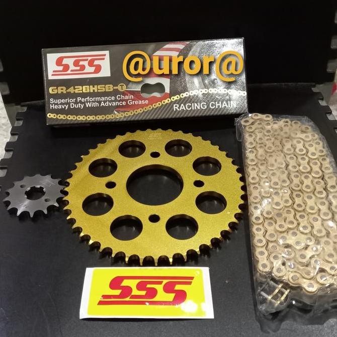 GEAR SET SSS GOLD CBR 150 R & RANTAI SSS 428 HSBT GOLD