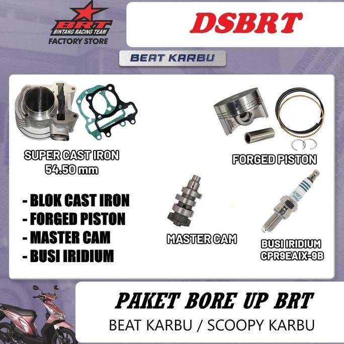 PAKET BORE UP BRT Beat Scoopy Spacy Karbu Blok & Noken As BRT 130 cc