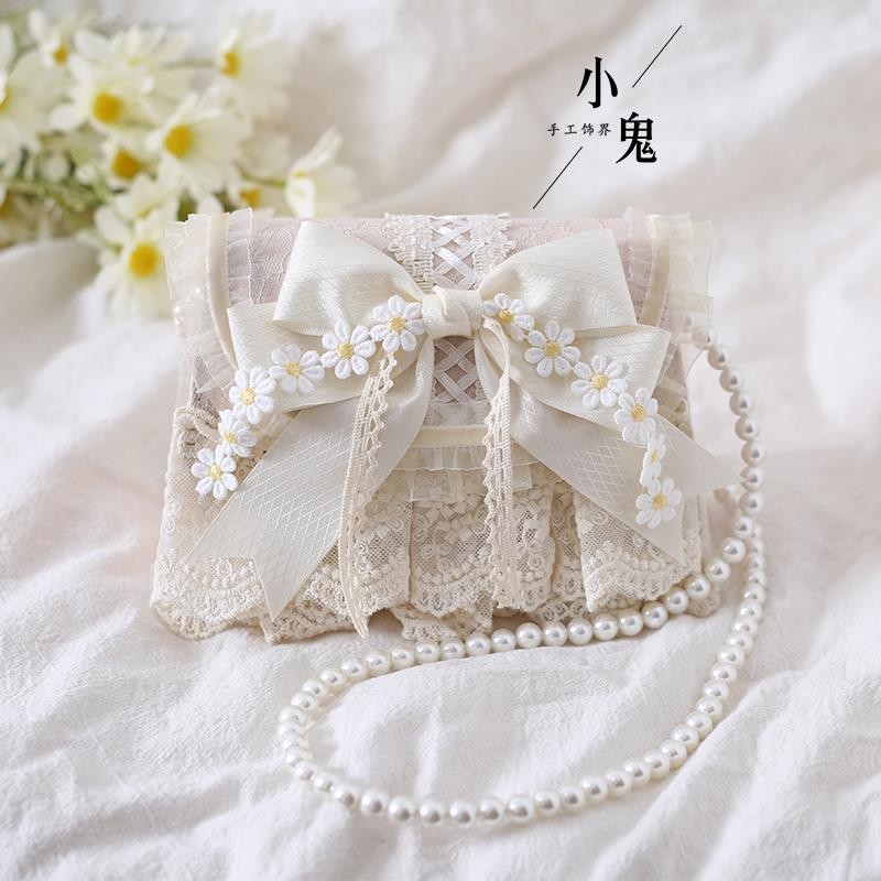 Women's Bag lolita Lolita Handbag with Pearl Chain Single Shoulder Crossbody Bag