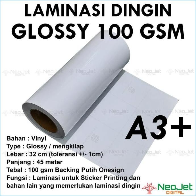 

TERMURAH - Laminasi Dingin Glossy Mengkilap 100 gsm Tipis A3+ Roll 45m 45 meter