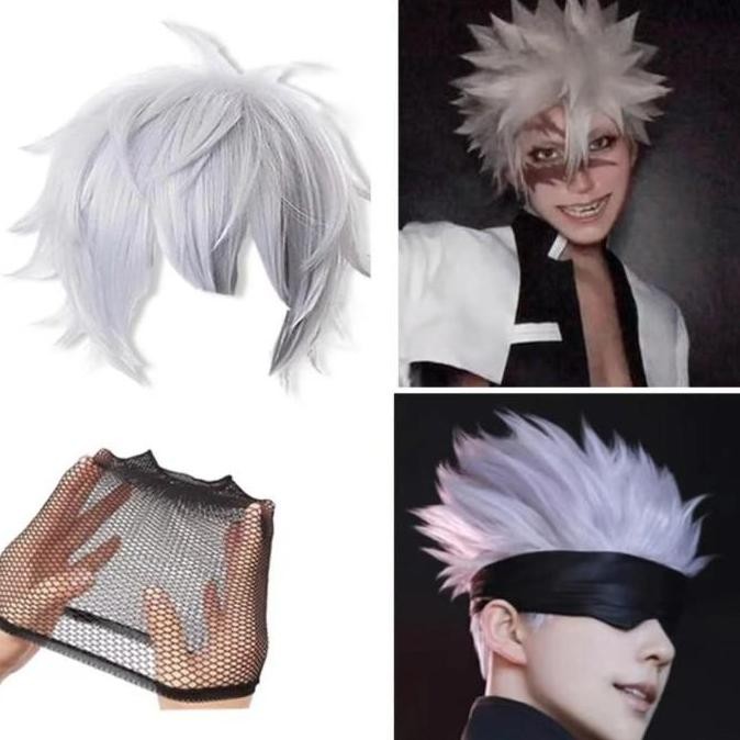 TERLARIS - Wig Gojo Satoru Rambut Palsu Pria Putih Rambut Palsu Cowok Keren Rambut Palsu Anime Rambu