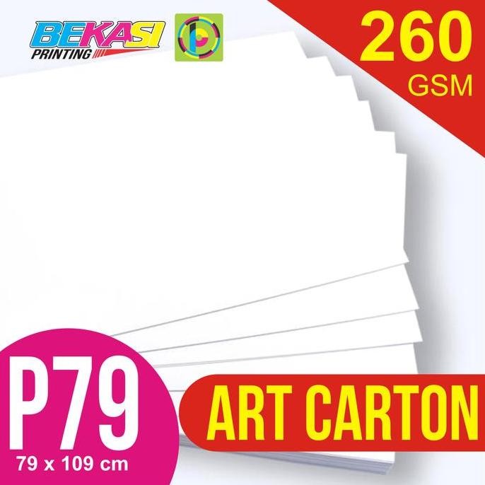 

12 Lembar Kertas Art Carton 260 gram Plano 79 x 109 cm