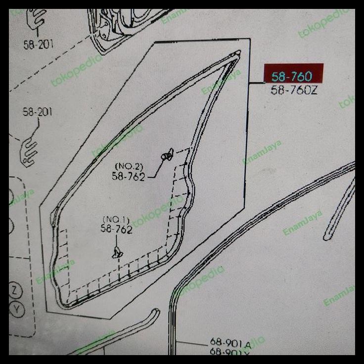 GRATIS ONGKIR MAZDA GENUINE PARTS KARET PINTU DEPAN MAZDA 323 FAMILIA LANTIS 