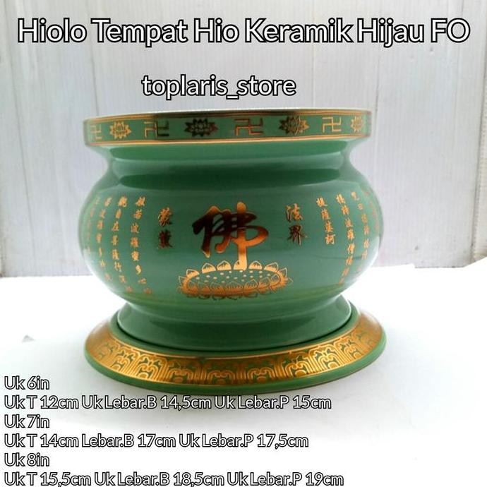 new  Hiolo Tempat Hio Keramik Hijau FO