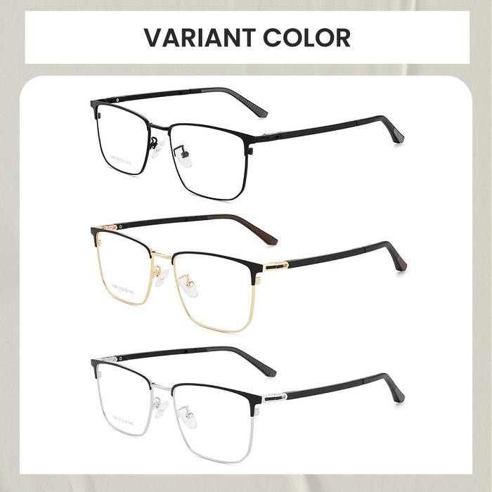 Kacamata Bisnis Anti Radiasi Blueray Photocromic Minus Baca Frame Rectangle Fashion Pria Wanita Berr