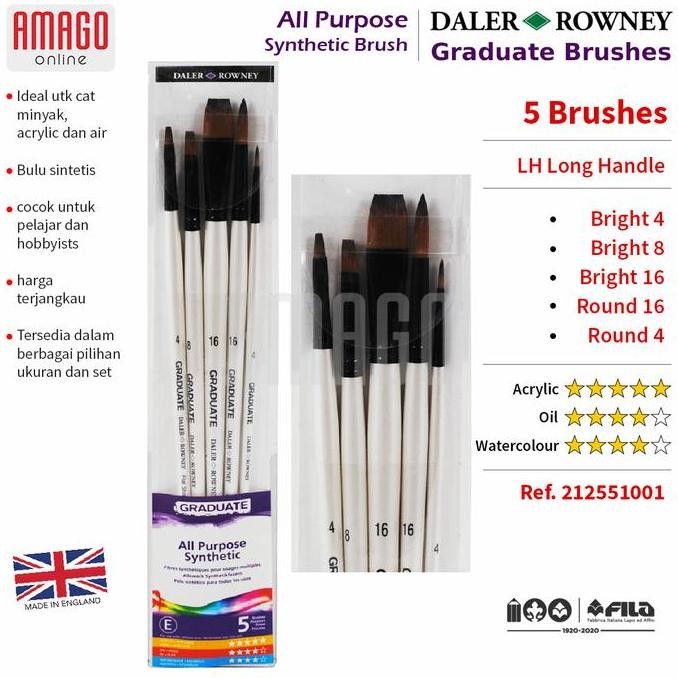 

Kuas Daler Rowney - Graduate Brush - Long Hand Set 5 - 212551001