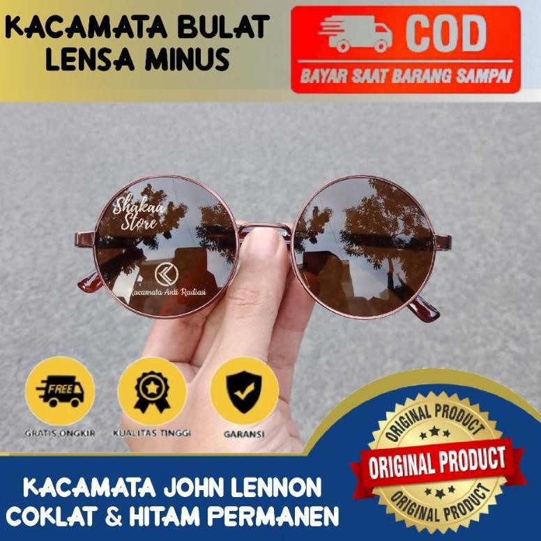 (KACAMATA BULAT)Kacamata minus bundar boboho hitam dan coklat permanen kacamata fashion pria JhonLen