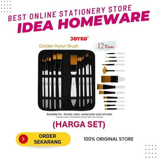 

Kuas Lukis Cat Air Cat Acrylic Joyko Brs Nylon Brush Set 12 Kuas