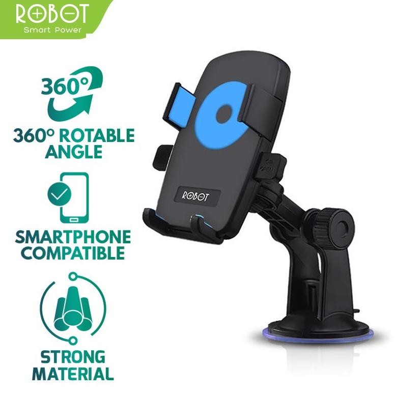 ROBOT Car Holder HP RT-CH01 - Robot Stand Rotation 360 Degree For Mobil Smartphone Ori DiM