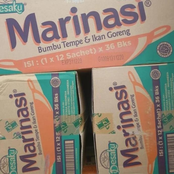 

Desaku Bumbu Marinasi Tempe Ikan Goreng 1 dus isi 36 bks per 1 renceng 15 gr x 12 sachet dos karton ls