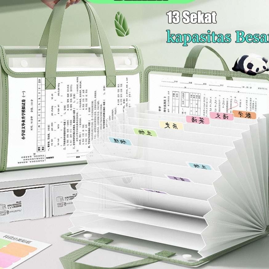 Ready Transparan File Folder A4 13 Sekat Document Bag Map Dokumen Aesthetic Expanding File Map