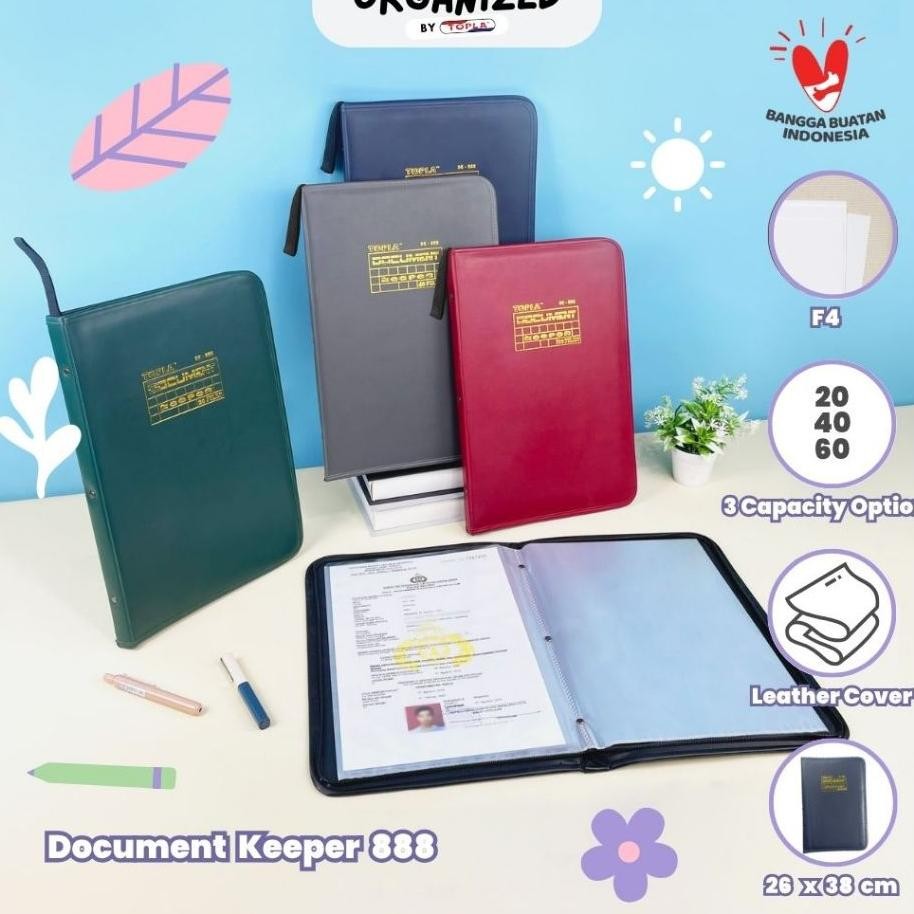 

Topla Map Dokumen Keeper Kulit Folder File Organizer Kertas Berkas Resleting Ukuran Folio Anti Air