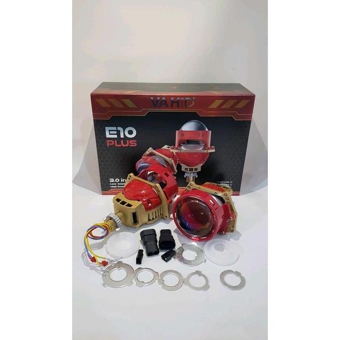 BILED BI-LED PROJECTOR PROJIE VAHID E10 PLUS 3 INCH PURPLE LENS FLAT SEPASANG MOBIL MOTOR