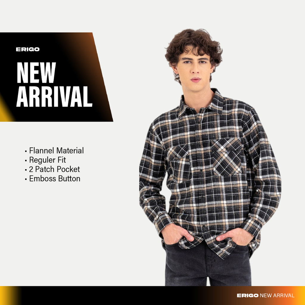 Erigo Flannel Shirt Noraiz Black - Kemeja Lengan Panjang Flannel Unisex
