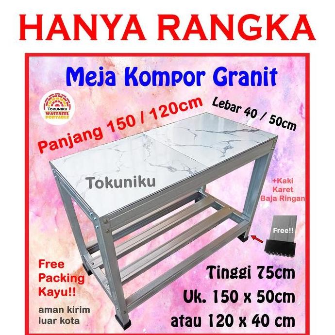 Meja Kompor 150Cm 120Cm Rak Besi 2 Susun Meja Dapur 150 Cm 120 Cm