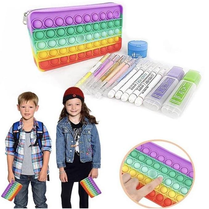 

Tempat Pensil Sekolah Pop It Fidget Toys Mainan Anak Squishy Tiktok