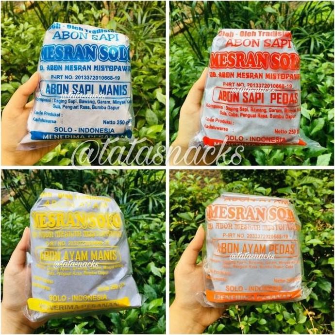 

Abon Sapi Mesran Solo Manis/Pedas TB