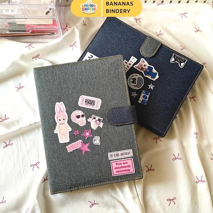 

Bananas Bindery Binder Denim Keychainhook [A5 20Ring] - Free Pen Kertas Sticker Stationery New Stok