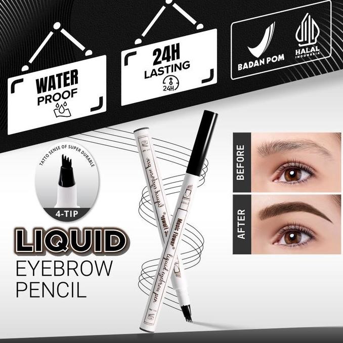 

Music Flower 4 Garpu Eyebrow Pen - Pensil Alis Waterproof Tattoo Look Natural 24 Jam