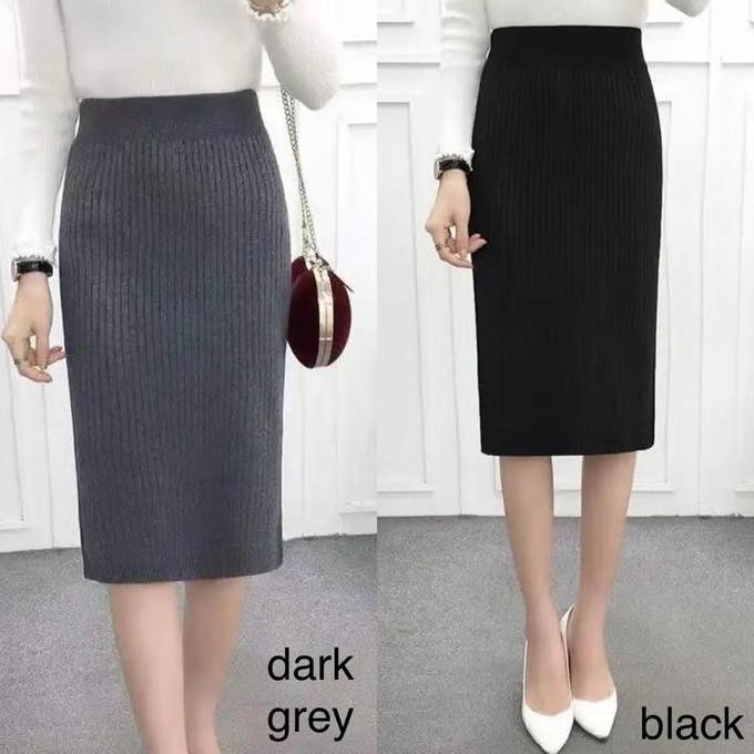 

Rok Rajut Rib Model Pensil - Rok Wanita Casual Stretch Fit R60