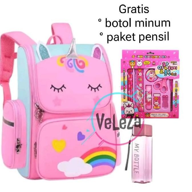 

Tas Ransel Anak Perempuan Unicorn SD TK + Botol Minum & Kotak Pensil Sekolah