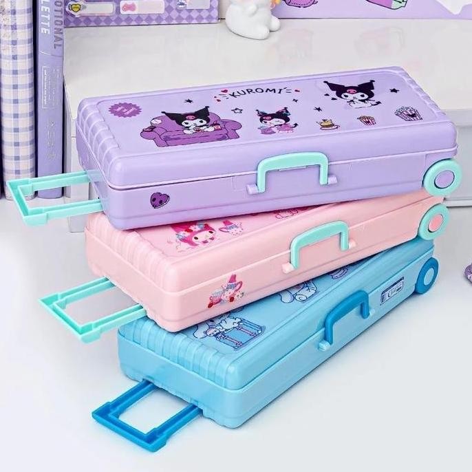 

Kotak Pensil Troli Lucu Sanrio - Box Alat Tulis 2 Layer Stiker Karakter