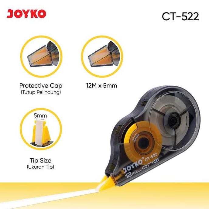 

Joyko Correction Tape 1 Pack Ct-522 Isi 12 Pcs New Stok