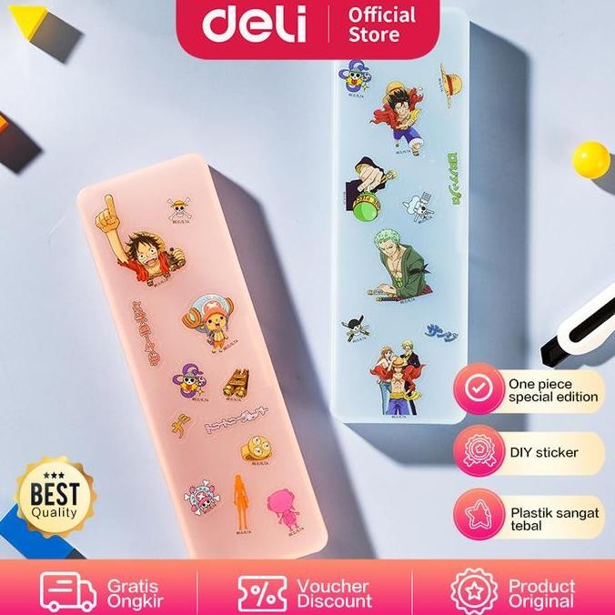 

Deli One Piece Plastic Pencil Case Tempat Pensil Plastik DIY Sticker Tebal