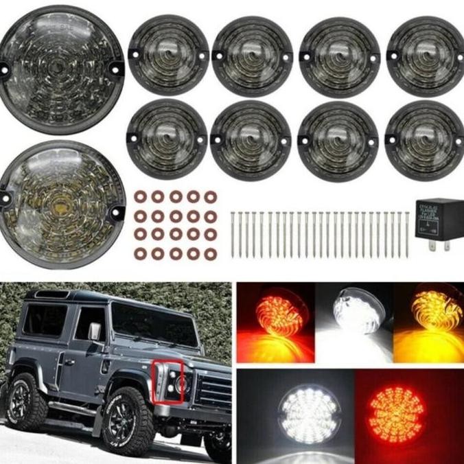 Lampu Led Mobil Land Rover Defender Full Set 10 Pcs Lensa Smoke