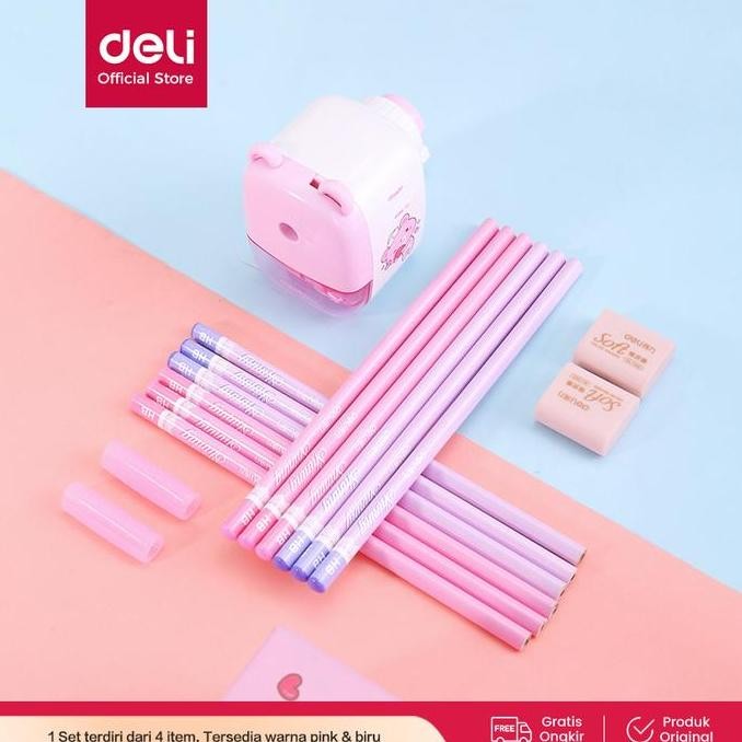 

Flash Sale - Deli Stationery Set 4 In 1 Rautan Pensil 12Pcs Pensil 2 Penghapus Dan 2 Penutup Pena 68896 New Stok