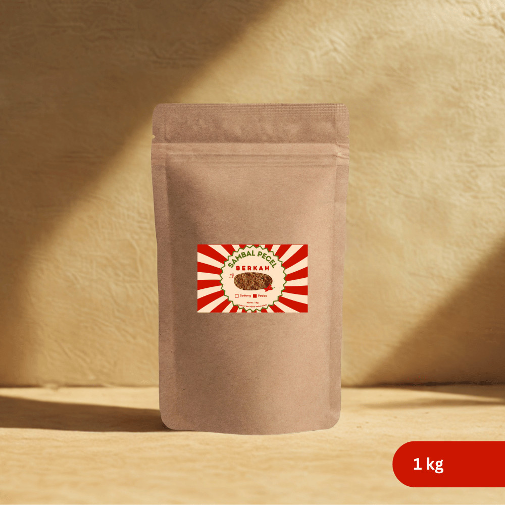

Sambal Pecel 1 kg – Kemasan Standing Pouch, Level Pedas
