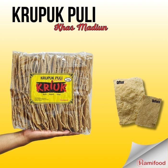 

Rkm Hamifood - [ 1 Kg ] Krupuk Puli Khas Madiun Mentah Original Cemilan Goreng Snack Kerupuk