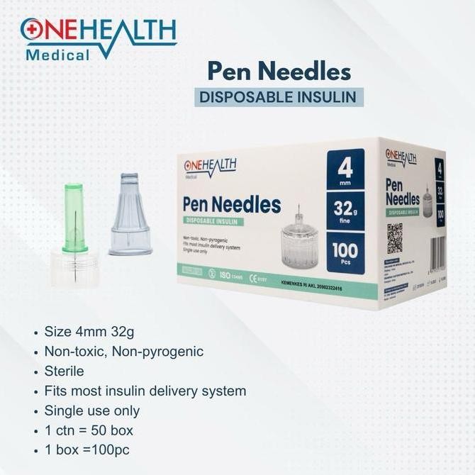 Onehealth Pen Needles Jarum Insulin Uk 4 Mm / Jarum Insulin Uk 5 Mm