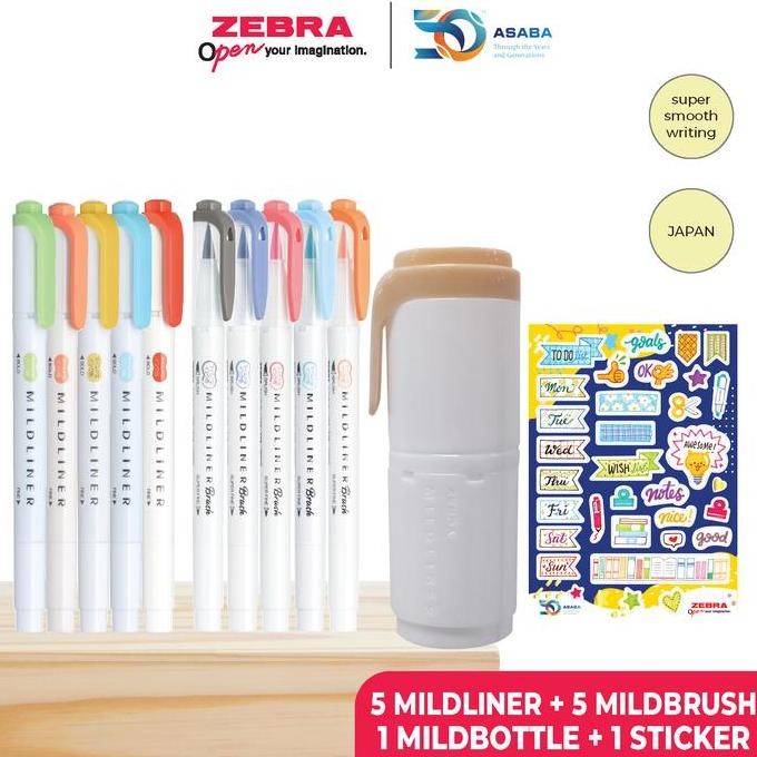 

Zebra Paket Alat Tulis Highlighter Dua Sisi Mildliner - Isi 10 Pcs New Stok
